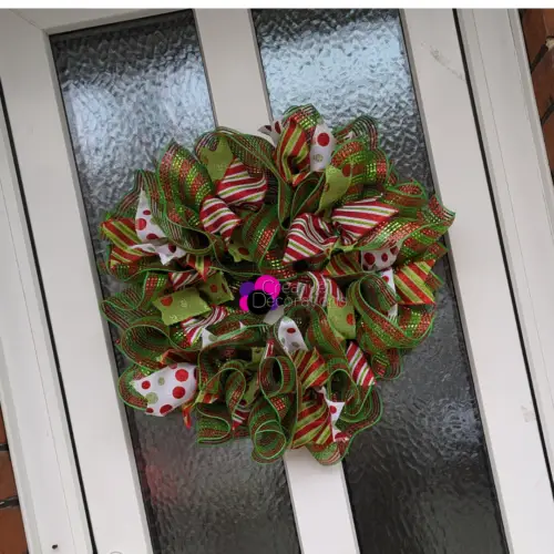 Bright Green and Red Christmas Door Wreath